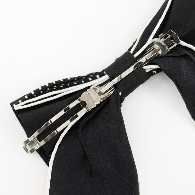 CHANEL シャネル ココマークリボン バイカラー バイカラー シルク 黒