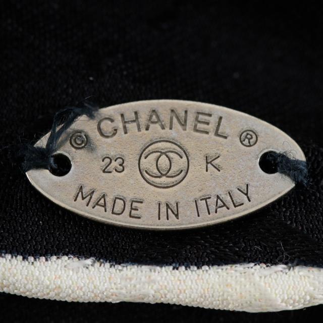 CHANEL シャネル ココマークリボン バイカラー バイカラー シルク 黒