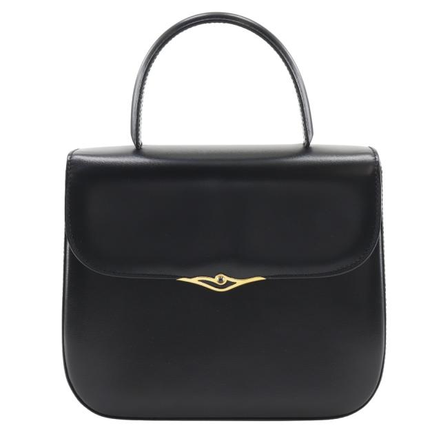 CARTIER カルティエ サファイアライン ワンハンドル カーフ 黒 ハンドバッグ レディース