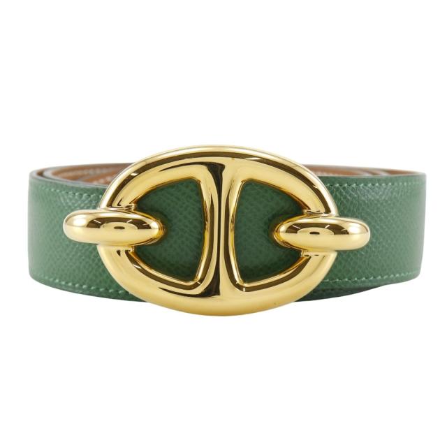 HERMES エルメス シェーヌダンクル リバーシブル リバーシブル クシュベル 緑/ベージュ