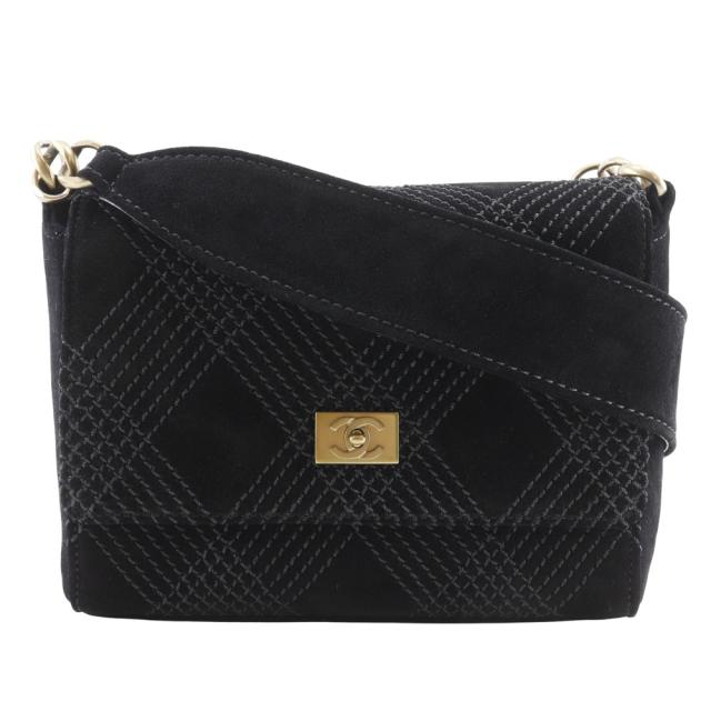 CHANEL シャネル ワイルドステッチ A19343Y02640 スウェード 黒 ショルダーバッグ