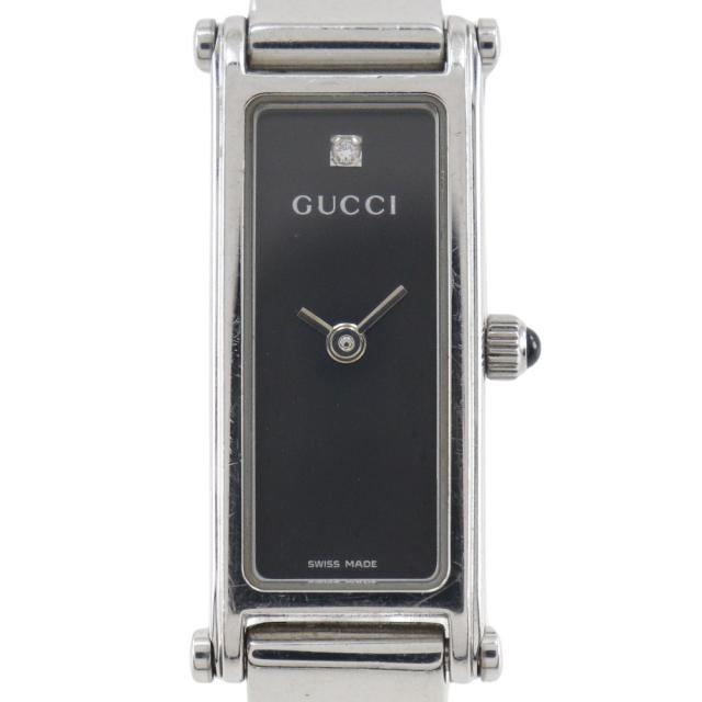 GUCCI グッチ 1P時刻表 1500L SS 黒いこと 石英 アナログ書きあらわす 黒文字盤 ウオッチ レディース