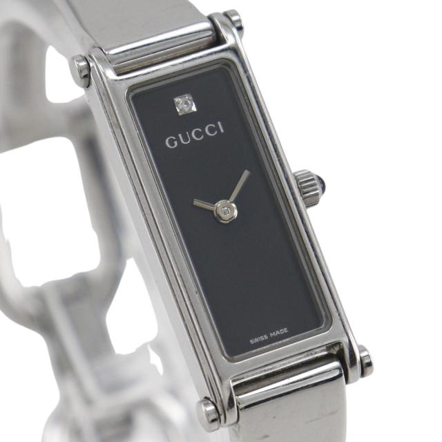 GUCCI グッチ 1P時刻表 1500L SS 黒いこと 石英 アナログ書きあらわす 黒文字盤 ウオッチ レディース
