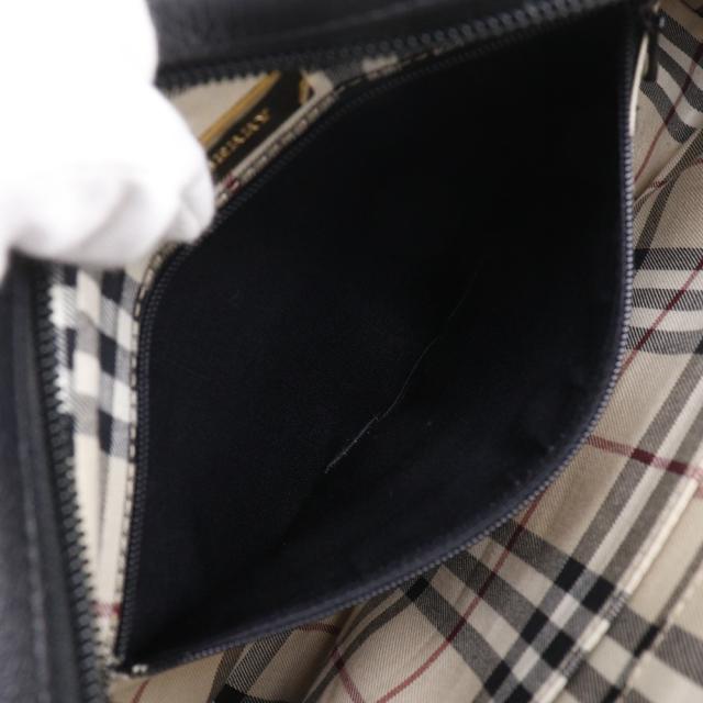 BURBERRY バーバリー シボ革 ノバチェック レザー 黒 ハンドバッグ レディース 【中古】_9