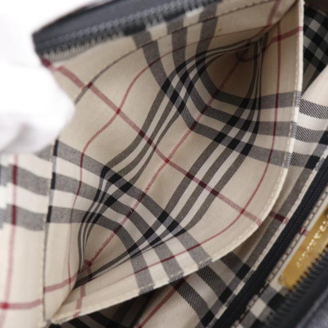 BURBERRY バーバリー シボ革 ノバチェック レザー 黒 ハンドバッグ レディース 【中古】_10