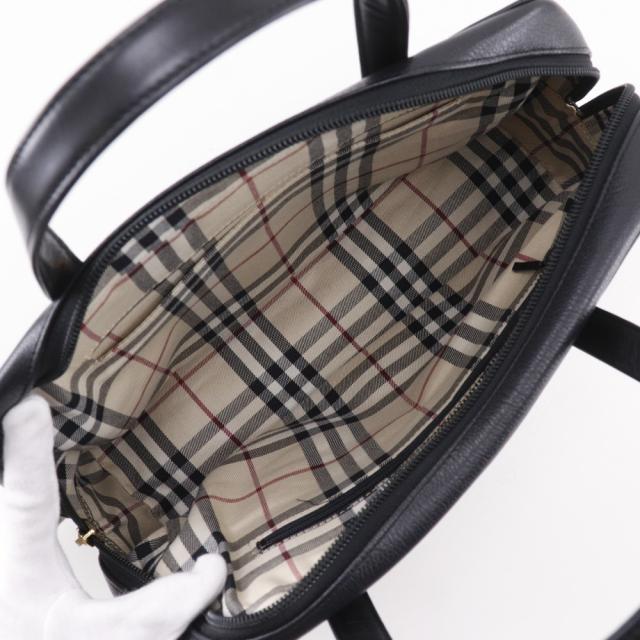 BURBERRY バーバリー シボ革 ノバチェック レザー 黒 ハンドバッグ レディース 【中古】_8