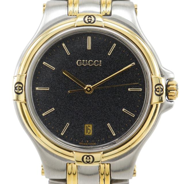 GUCCI グッチ 9040M SS クオーツ アナログ表示 黒文字盤 腕時計 メンズ 【中古】
