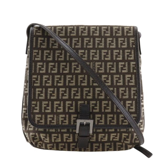 FENDI フェンディ ズッキーノ ナイロンキャンバス 茶 ショルダーバッグ レディース