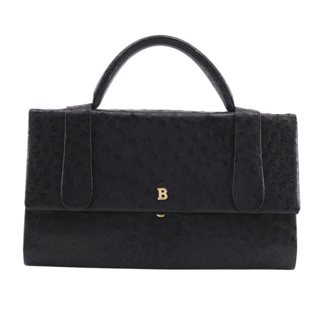 BALLY バリー オーストリッチ 黒 ハンドバッグ レディース 【中古】
