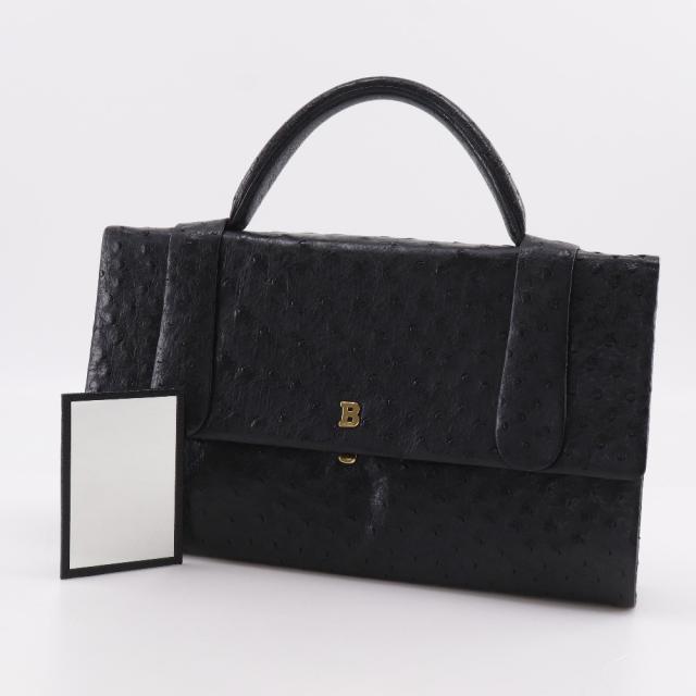 BALLY バリー オーストリッチ 黒 ハンドバッグ レディース 【中古】_18