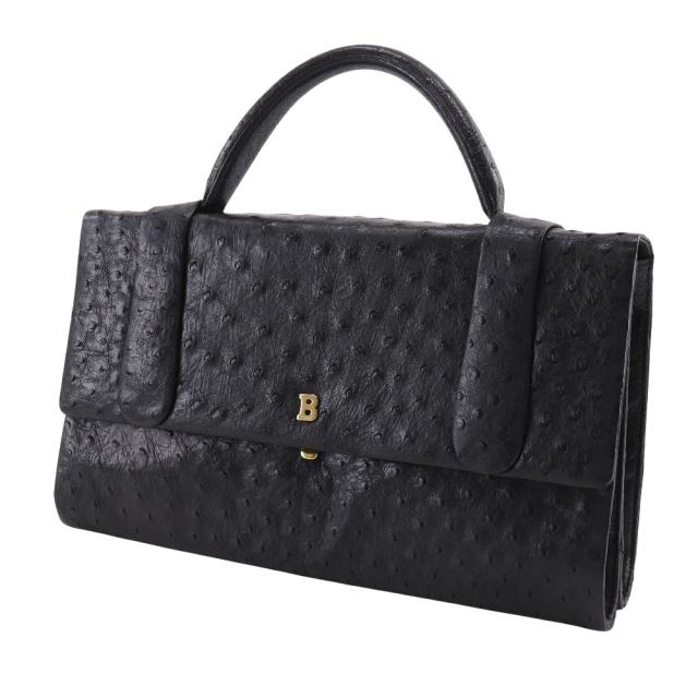 BALLY バリー オーストリッチ 黒 ハンドバッグ レディース 【中古】_1