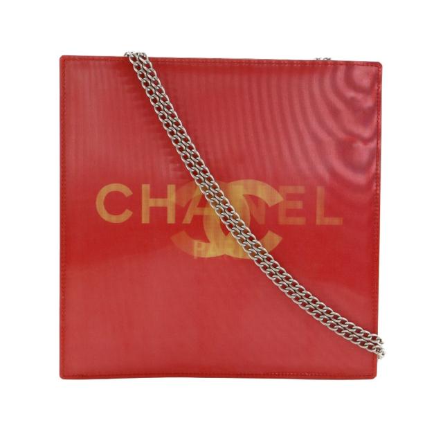 CHANEL シャネル ホログラムチェーンショルダー ココマーク ビニール 赤