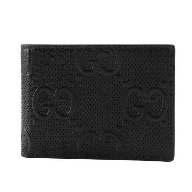 GUCCI グッチ GGエンボス 二つ折り 625559 カーフ 黒 札入れ メンズ 【中古】