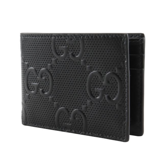 GUCCI グッチ GGエンボス 二つ折り 625559 カーフ 黒 札入れ メンズ 【中古】_1
