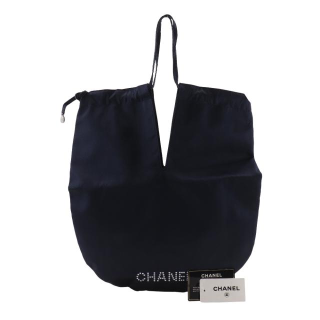 CHANEL シャネル パールロゴ 巾着 A17840 サテン 黒 ショルダーバッグ 