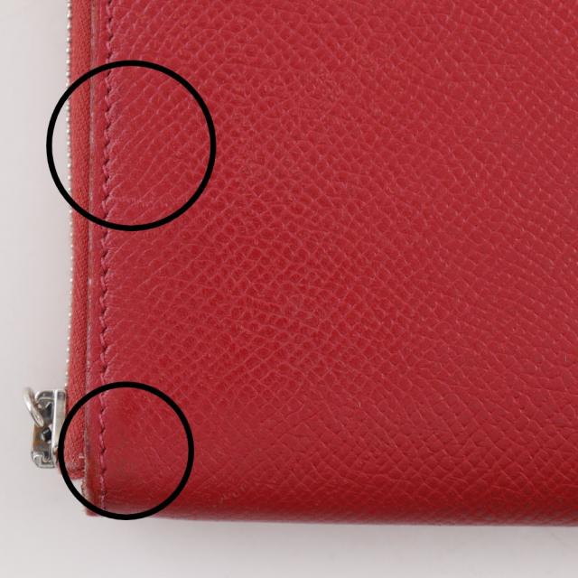HERMES エルメス アザップシルクイン ロング ヴォーエプソン 赤 長財布