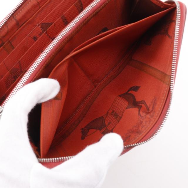 HERMES エルメス アザップシルクイン ロング ヴォーエプソン 赤 長財布
