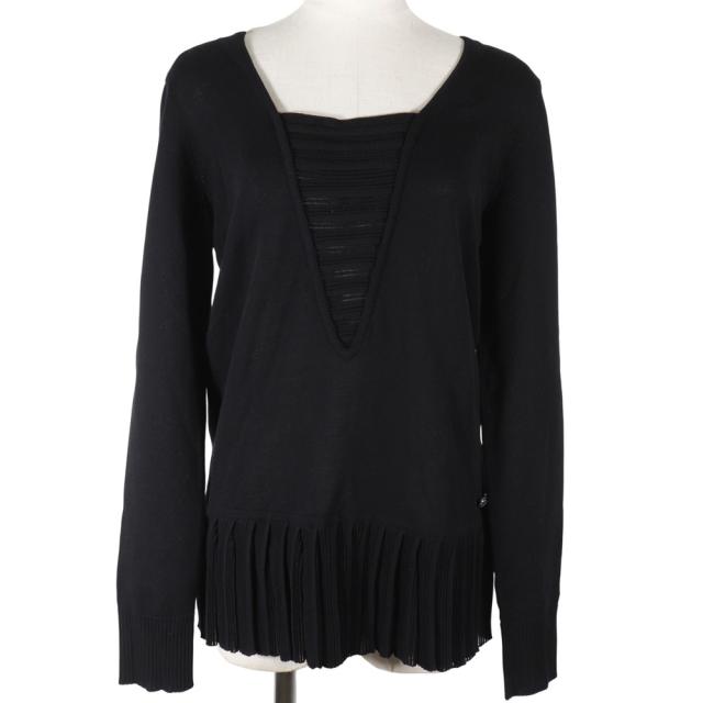 CHANEL シャネル プリーツ P51207K06593 コットン 黒 カットソー レディース 【中古】