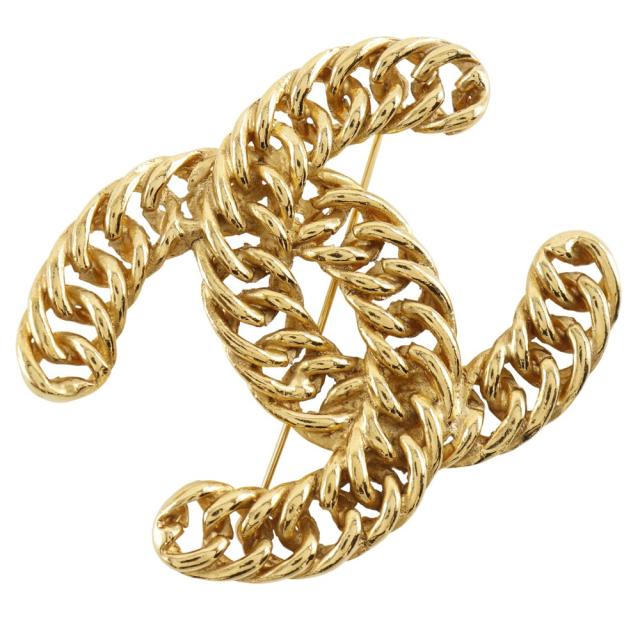 CHANEL シャネル ココマーク チェーン 金メッキ ブローチ 37g 