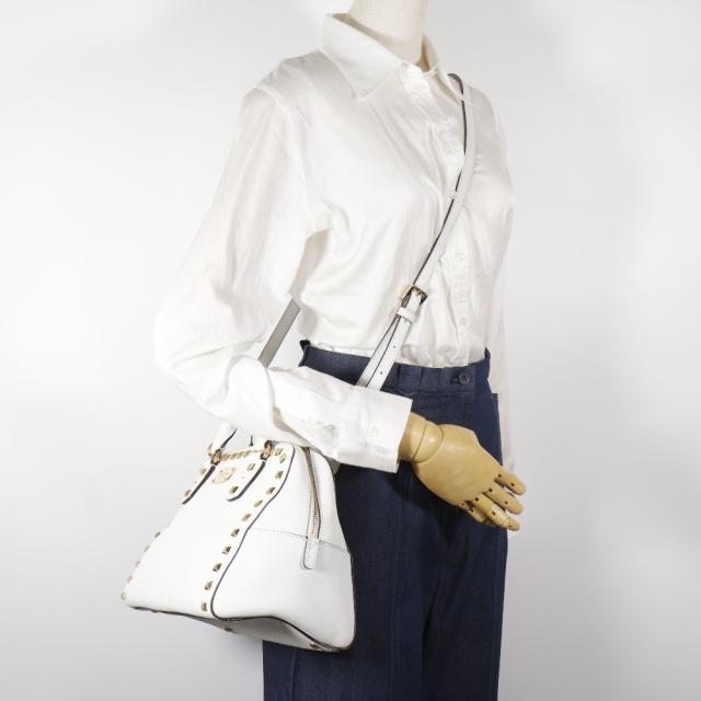 Michael Kors マイケルコース 2WAYショルダー スタッズ 35S6GFSS1L レザー 白 ハンドバッグ_18