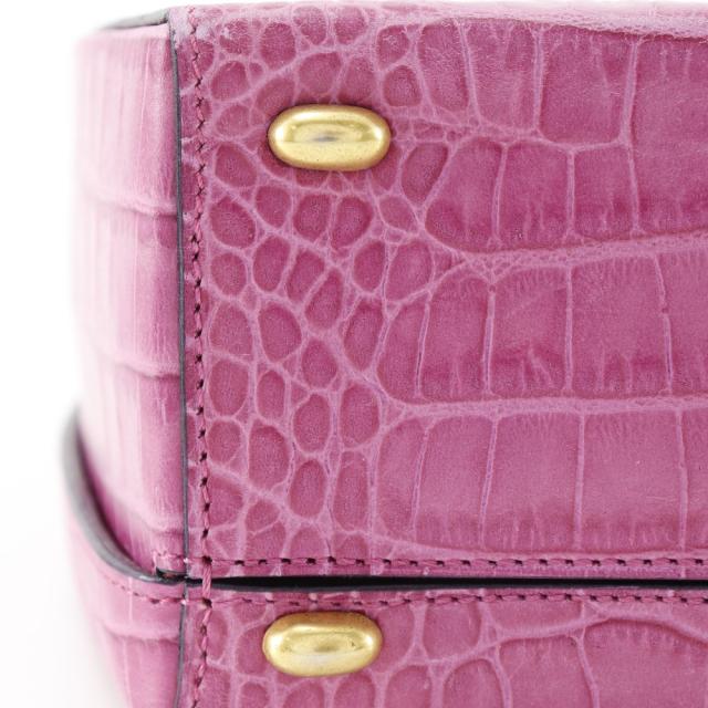 CELINE セリーヌ 型押しレザー ピンク ハンドバッグ レディース 【中古】_14