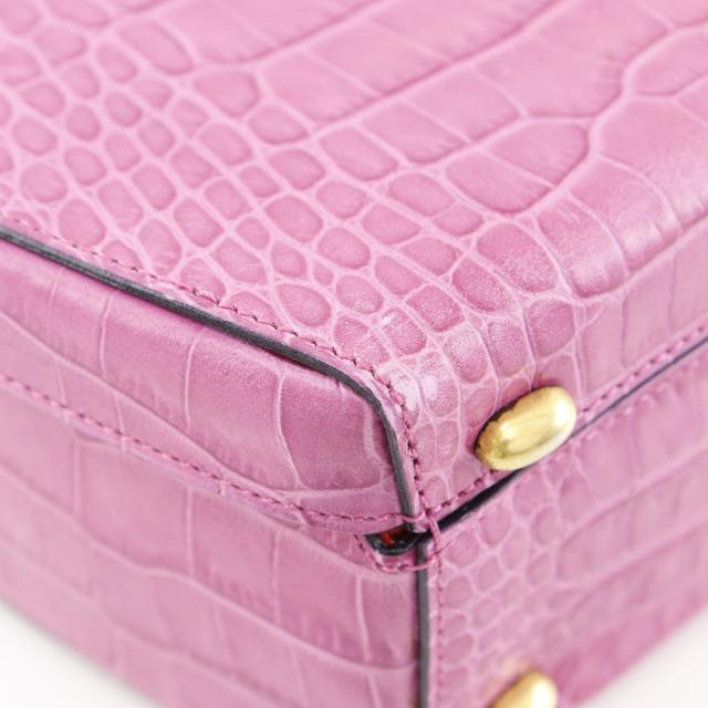 CELINE セリーヌ 型押しレザー ピンク ハンドバッグ レディース 【中古】_3