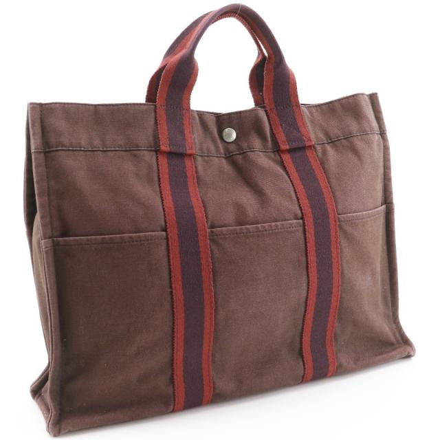 HERMES エルメス サックフールトゥMM コットンキャンバス 茶 ハンドバッグ ユニセックス_2
