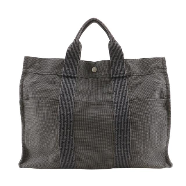 HERMES エルメス エールラインMM トートバッグ ナイロンキャンバス グレー ハンドバッグ