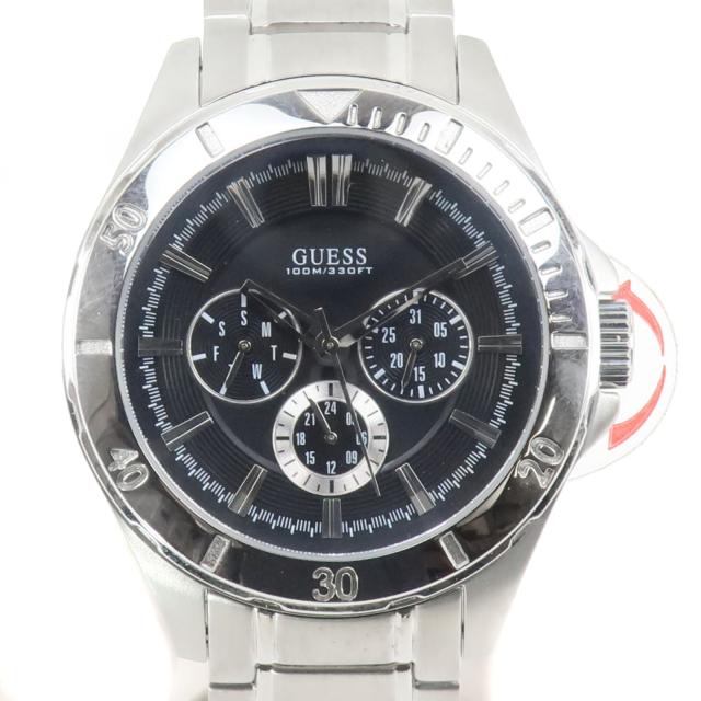 Guess ゲス W0361G1 SS シルバー クオーツ アナログ表示 黒文字盤 腕時計 メンズ 【中古】