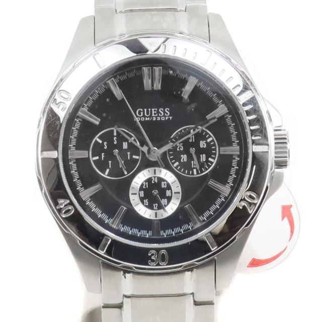 Guess ゲス W0361G1 SS シルバー クオーツ クロノグラフ 黒文字盤 腕時計 メンズ 【中古】