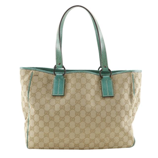 GUCCI グッチ 113017 GGキャンバス ベージュ/緑 トートバッグ レディース 【中古】