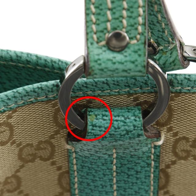 GUCCI グッチ 113017 GGキャンバス ベージュ/緑 トートバッグ レディース 【中古】