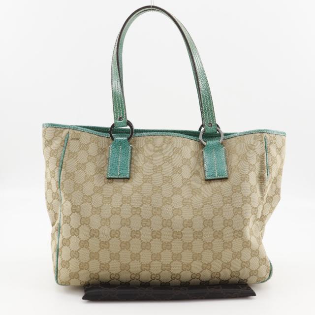 GUCCI グッチ 113017 GGキャンバス ベージュ/緑 トートバッグ レディース 【中古】