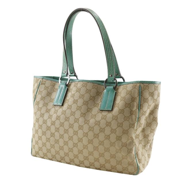 GUCCI グッチ 113017 GGキャンバス ベージュ/緑 トートバッグ レディース 【中古】