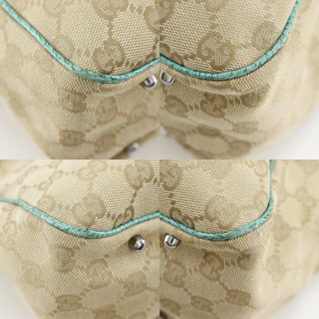 GUCCI グッチ 113017 GGキャンバス ベージュ/緑 トートバッグ レディース 【中古】