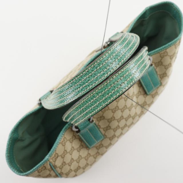 GUCCI グッチ 113017 GGキャンバス ベージュ/緑 トートバッグ レディース 【中古】