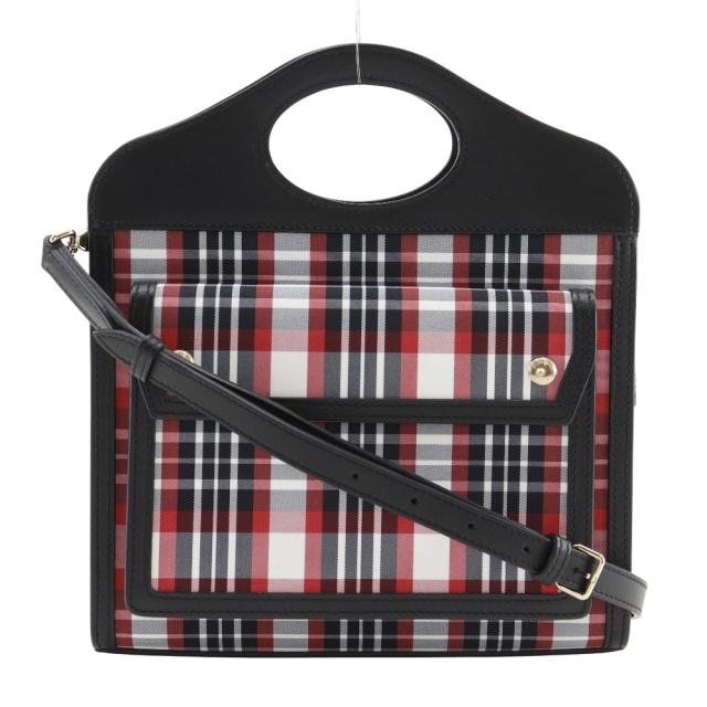 BURBERRY バーバリー ミニポケットバッグ 2WAYショルダー 2WAYショルダー 8035841 カーフ 黒/赤