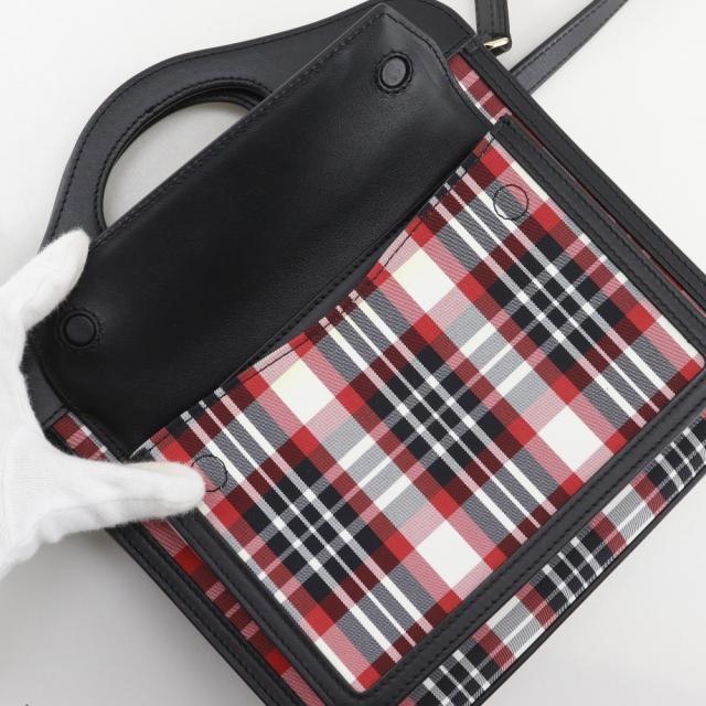 BURBERRY バーバリー ミニポケットバッグ 2WAYショルダー 2WAYショルダー 8035841 カーフ 黒/赤_9