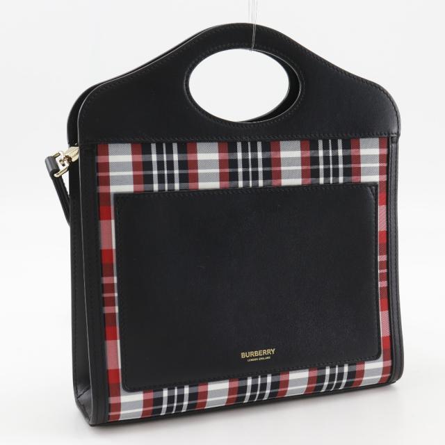 BURBERRY バーバリー ミニポケットバッグ 2WAYショルダー 2WAYショルダー 8035841 カーフ 黒/赤_2