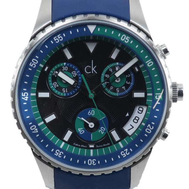 Calvin Klein カルバンクライン Challenge チャレンジ K32173 SS 青 クオーツ クロノグラフ