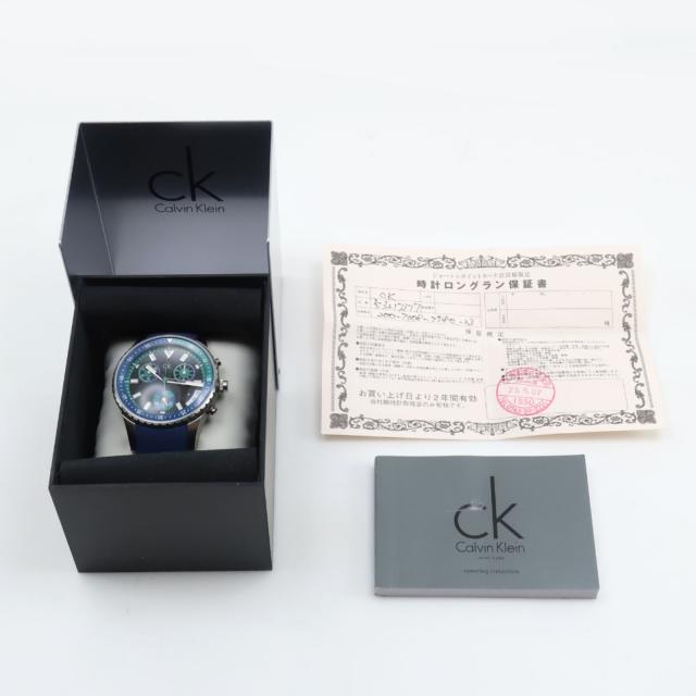 Calvin Klein カルバンクライン Challenge チャレンジ K32173 SS 青 クオーツ クロノグラフ_9