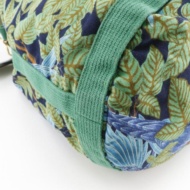 HERMES エルメス 巾着 ボタニカル柄 鳥柄 コットン 緑 ショルダーバッグ レディース_3