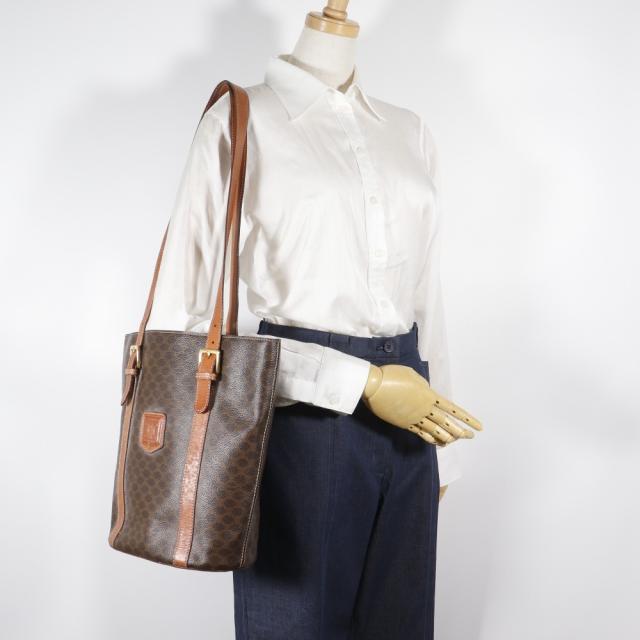 CELINE セリーヌ オールドセリーヌ マカダム柄 マカダム柄 PVC 茶 トートバッグ レディース_13