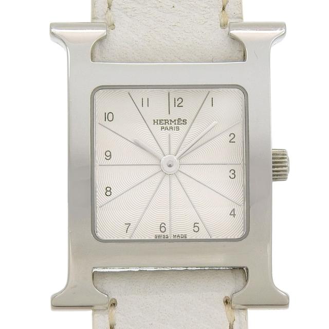 HERMES エルメス Hウォッチ ドゥブルトゥール HH1.210 SS シルバー クオーツ アナログ表示