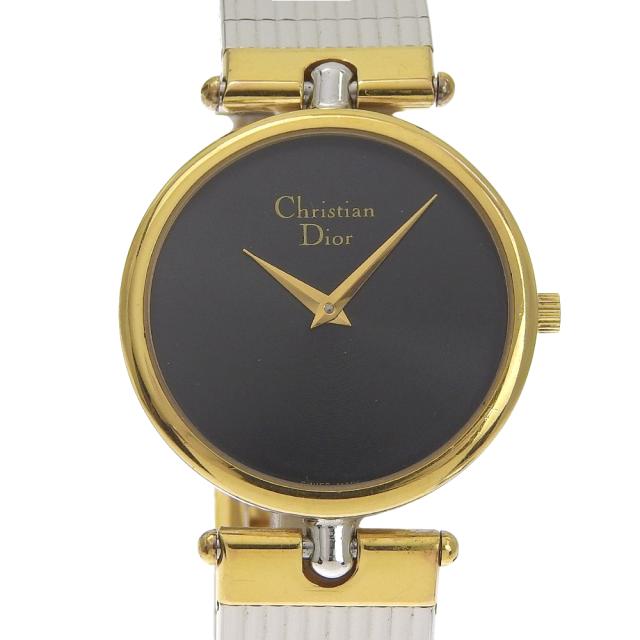 Dior クリスチャンディオール 3026 SS シルバー クオーツ アナログ表示 黒文字盤 腕時計 32,370円