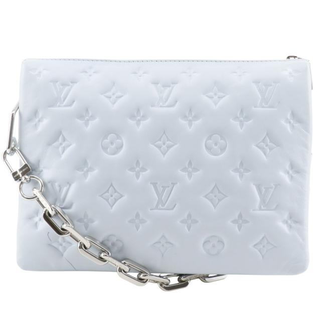 LOUIS VUITTON ルイ・ヴィトン クッサンPM モノグラム・エンボス ブルーグラシエール 水色