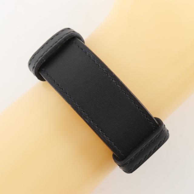 HERMES エルメス Hロゴ ブレスレット ヴォーシャモニー 黒/シルバー金具 バングル 17g_2