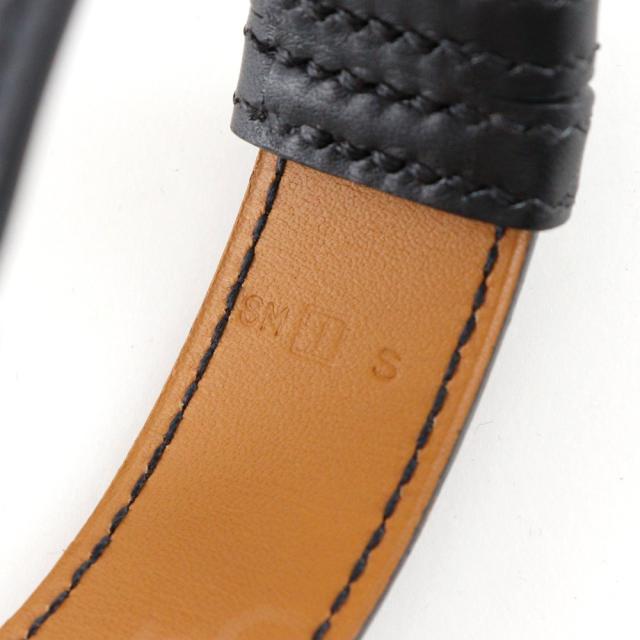 HERMES エルメス Hロゴ ブレスレット ヴォーシャモニー 黒/シルバー金具 バングル 17g_6