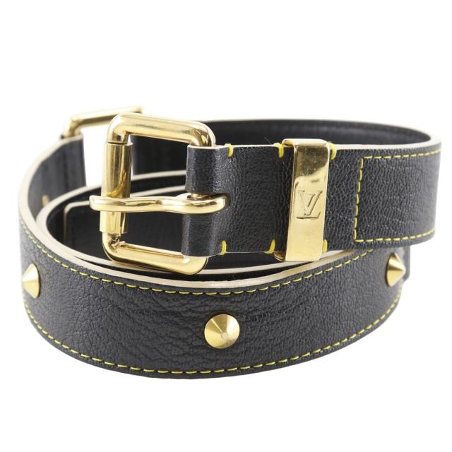 LOUIS VUITTON ルイ・ヴィトン サンチュール・スハリ スタッズ M6869W レザー ノワール 黒