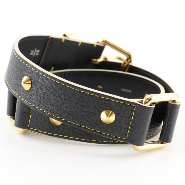 LOUIS VUITTON ルイ・ヴィトン サンチュール・スハリ スタッズ M6869W レザー ノワール 黒_2